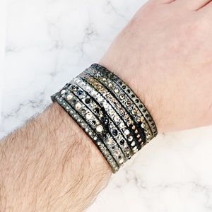 Carolin M. Rocha Leather & Swarovski Bracelet